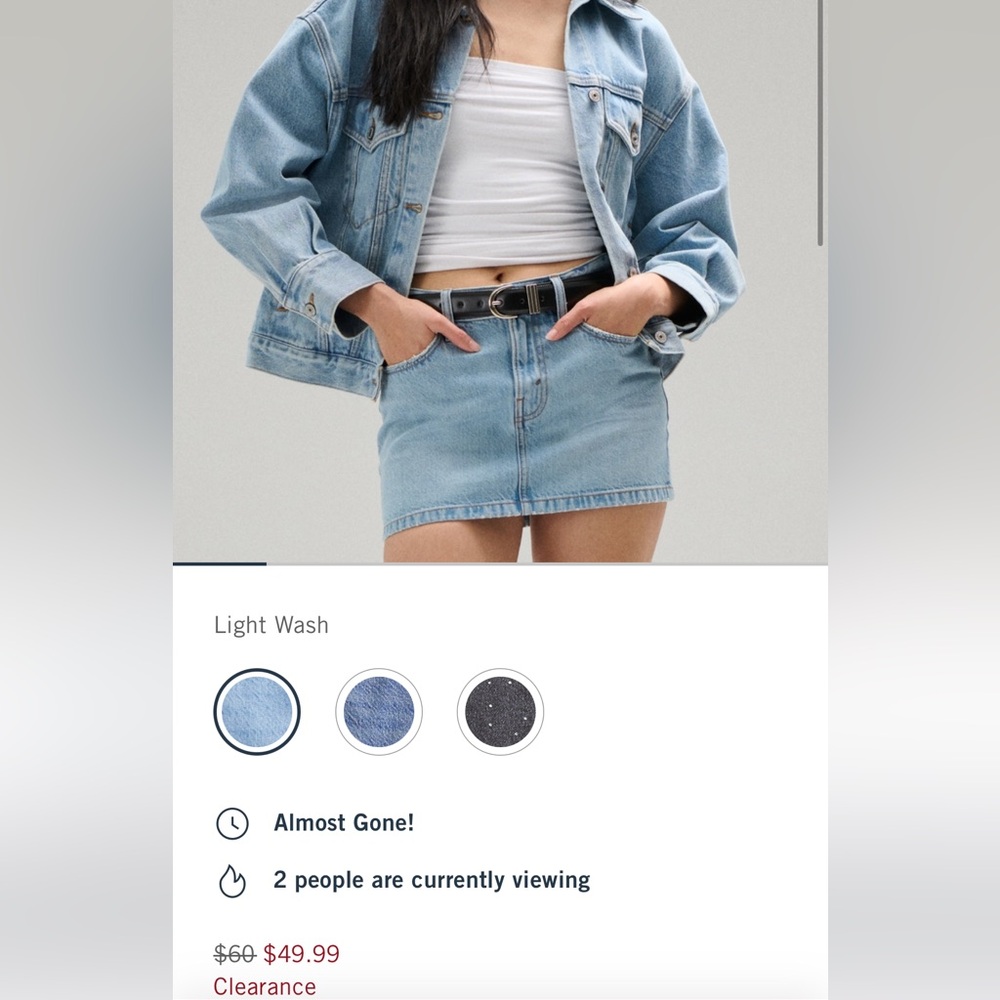 Low rise Denim Mini Skirt - Light Blue from Abercrombie (2!)